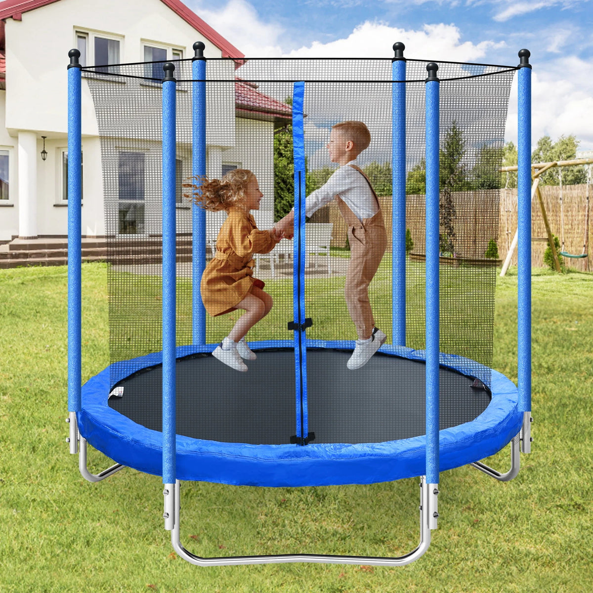 7FT Toddler Trampoline with Slide and Ladder Z75311