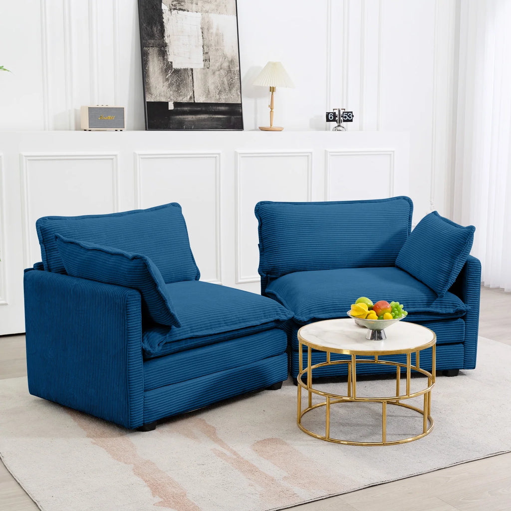 Navy Corduroy 2 Seater Loveseat Sofa B54968