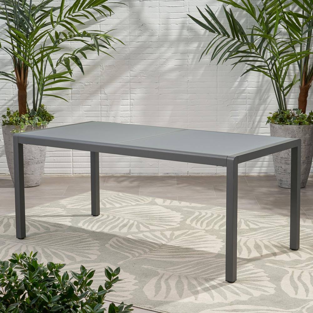 Gray Tempered Glass Top Aluminum Dining Table E842868