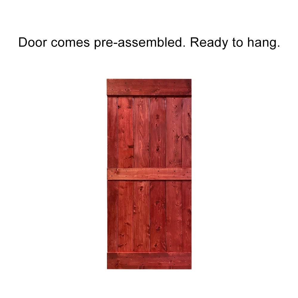 24 in. x 84 in. Stained Wood Interior Sliding Barn Door with Hardware Kit Q982