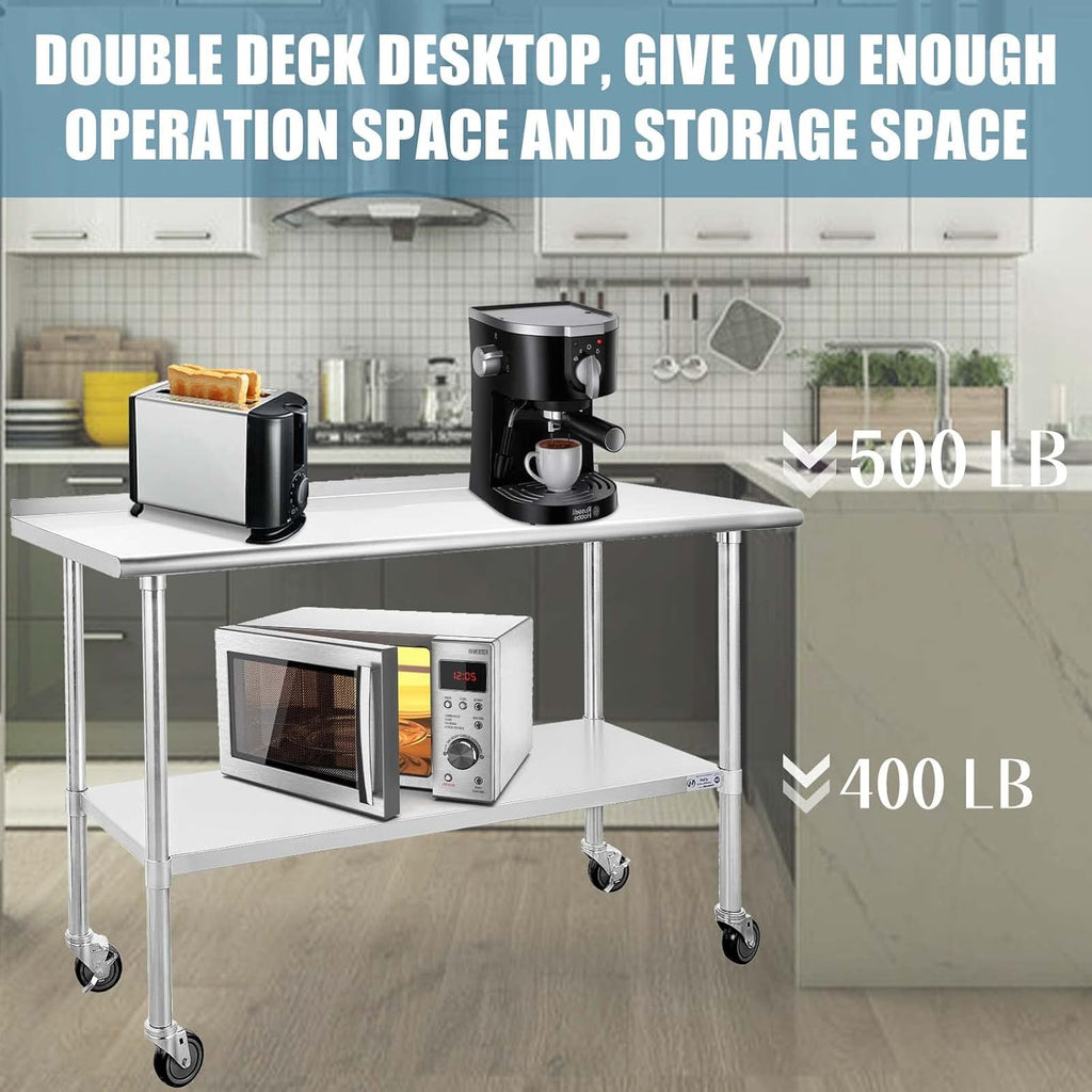 Stainless Steel Table 24 x 60 Inches with Caster Wheels C654