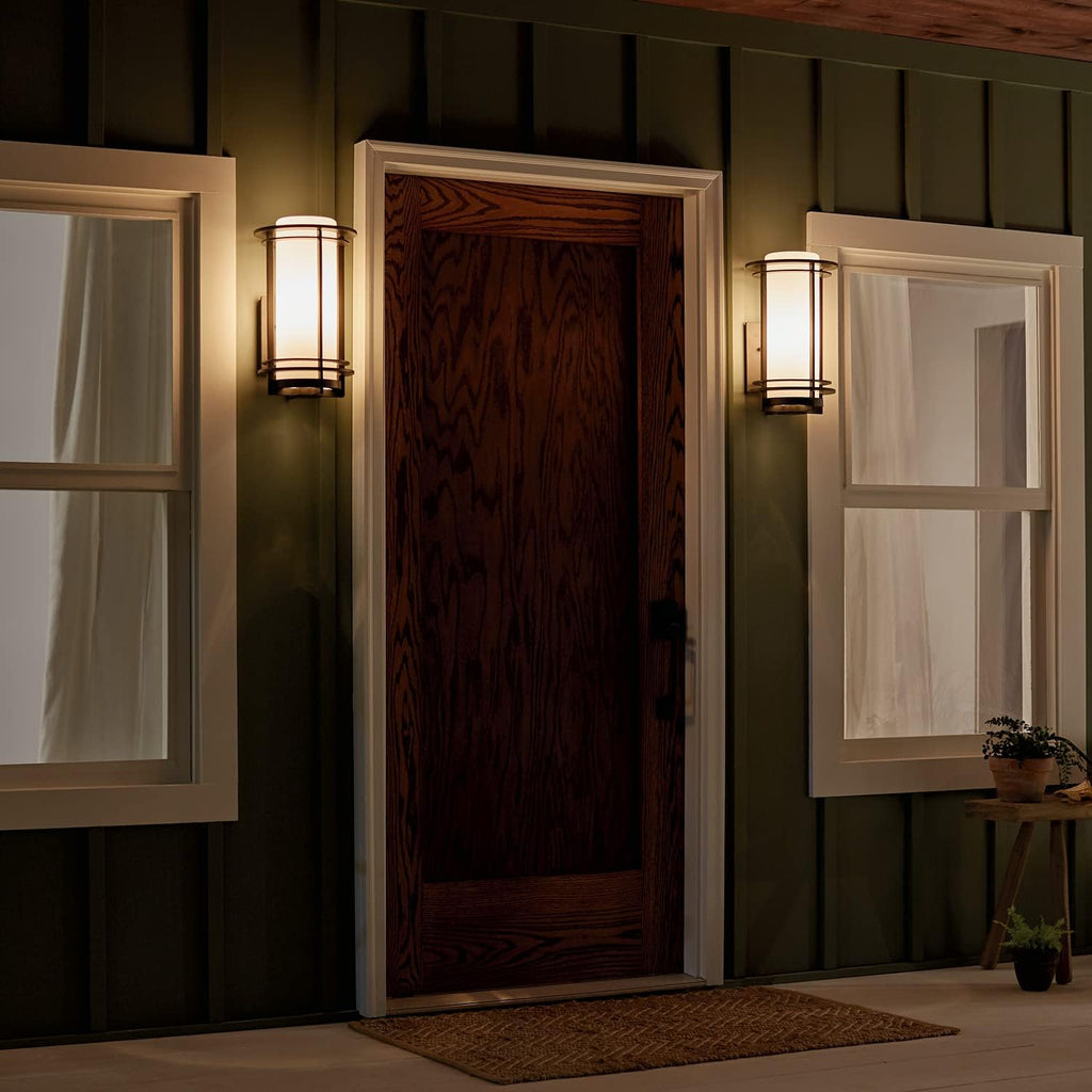 1 Light Outdoor Wall Light with Satin Etched Opal Glass in Architectural Bronze E83809