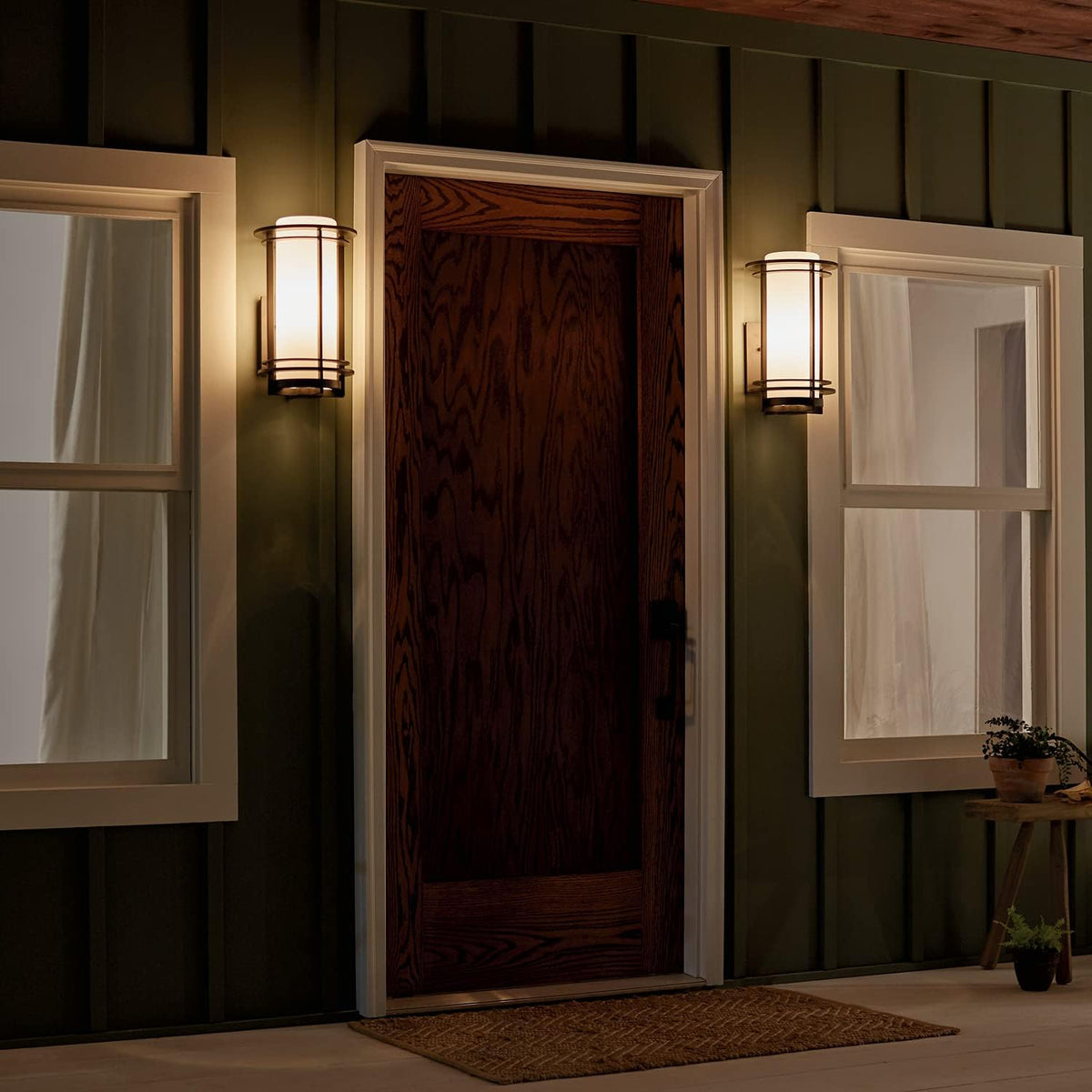 1 Light Outdoor Wall Light with Satin Etched Opal Glass in Architectural Bronze E83809