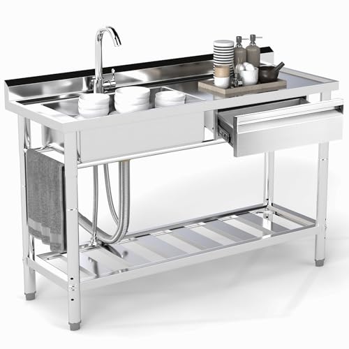 Stainless Steel Free Standing Single Bowl Utility Sink N9324