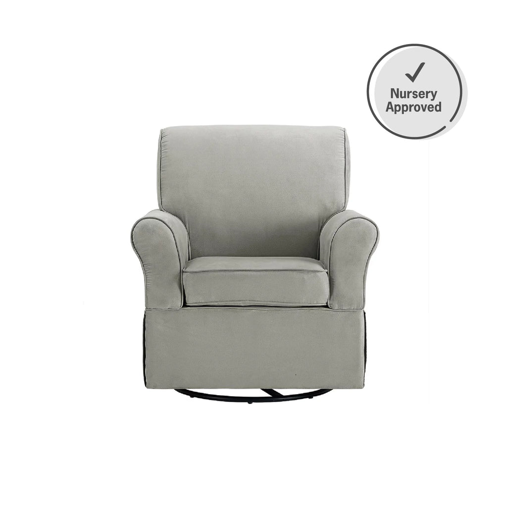 Gray Microfiber Swivel Glider Chair & Ottoman Q150
