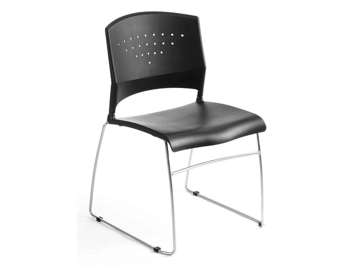 Black Stack Chair with Chrome Frame 5 Pcs Pack C88509