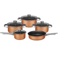 9-Piece Nonstick Copper-Clad Cookware Set with Glass Lids P708