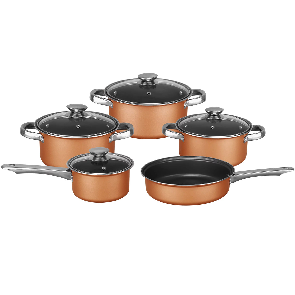 9-Piece Nonstick Copper-Clad Cookware Set with Glass Lids P708