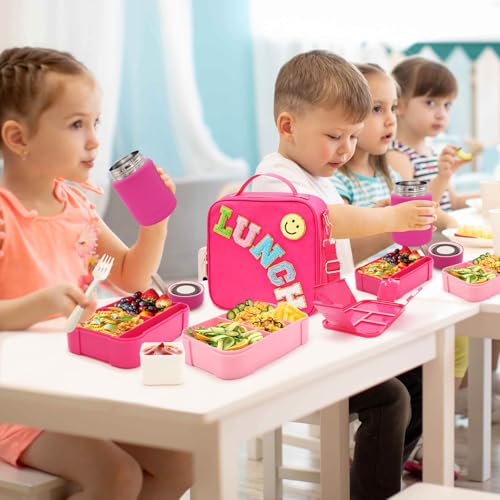 Leak-Proof 6 Compartment Bento Lunch Box Set with 10oz Thermo Food Jar and Lunch Bag W289087