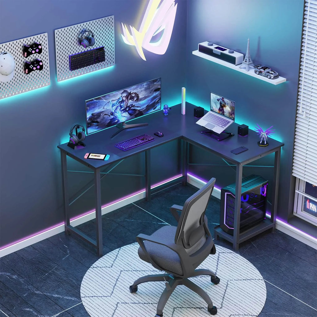 L Shaped Gaming Desk, Black T4753