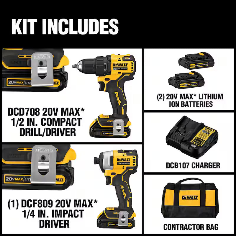 Cordless Brushless Hammer Drill Impact 2 Tool Combo Kit S866206