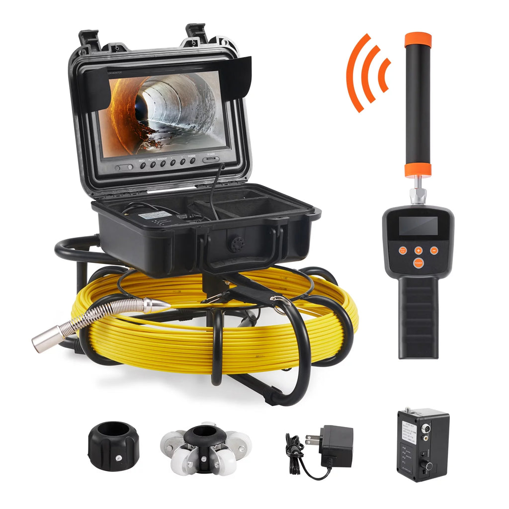 Sewer Camera Pipe Inspection Camera with 512hz Sonde 9in 720p Screen 164 ft Z7864