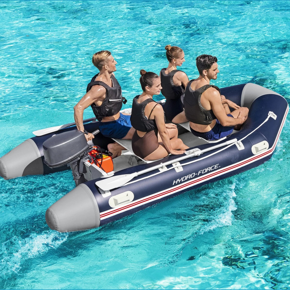 Inflatable 5 Person Water Raft Boat Set D157068