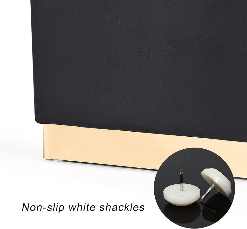 Black Velvet Square Ottoman D83318