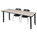 60 x 30 in. Height Adjustable Mobile Classroom Table, Maple & 2 Stack Chairs, Black B590771