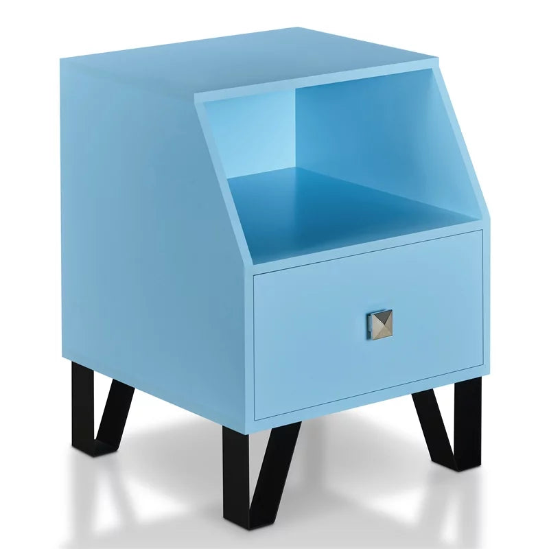 Light Blue Wood Storage End Table I5406