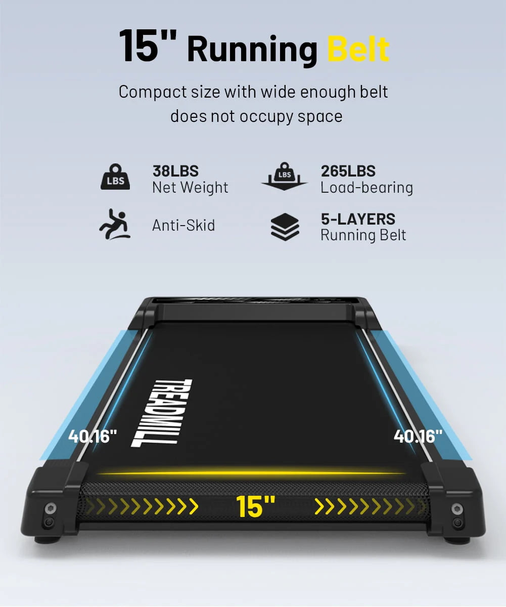 Black Portable Walking Pad Treadmill E608