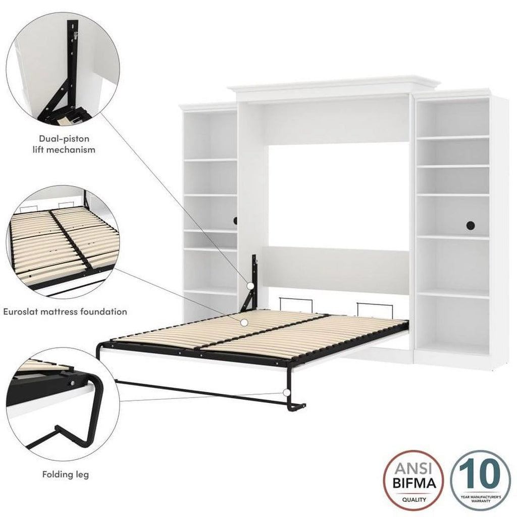 Queen Wall Bed with Storage in White T574618