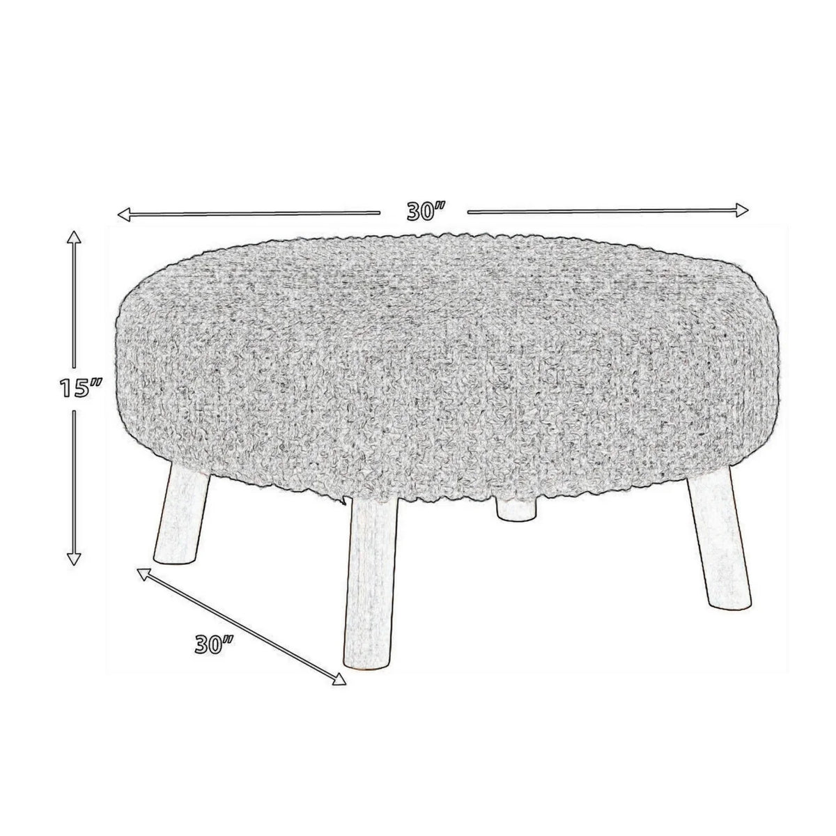 Oversized Hand Knitted Fabric Accent Ottoman V23837