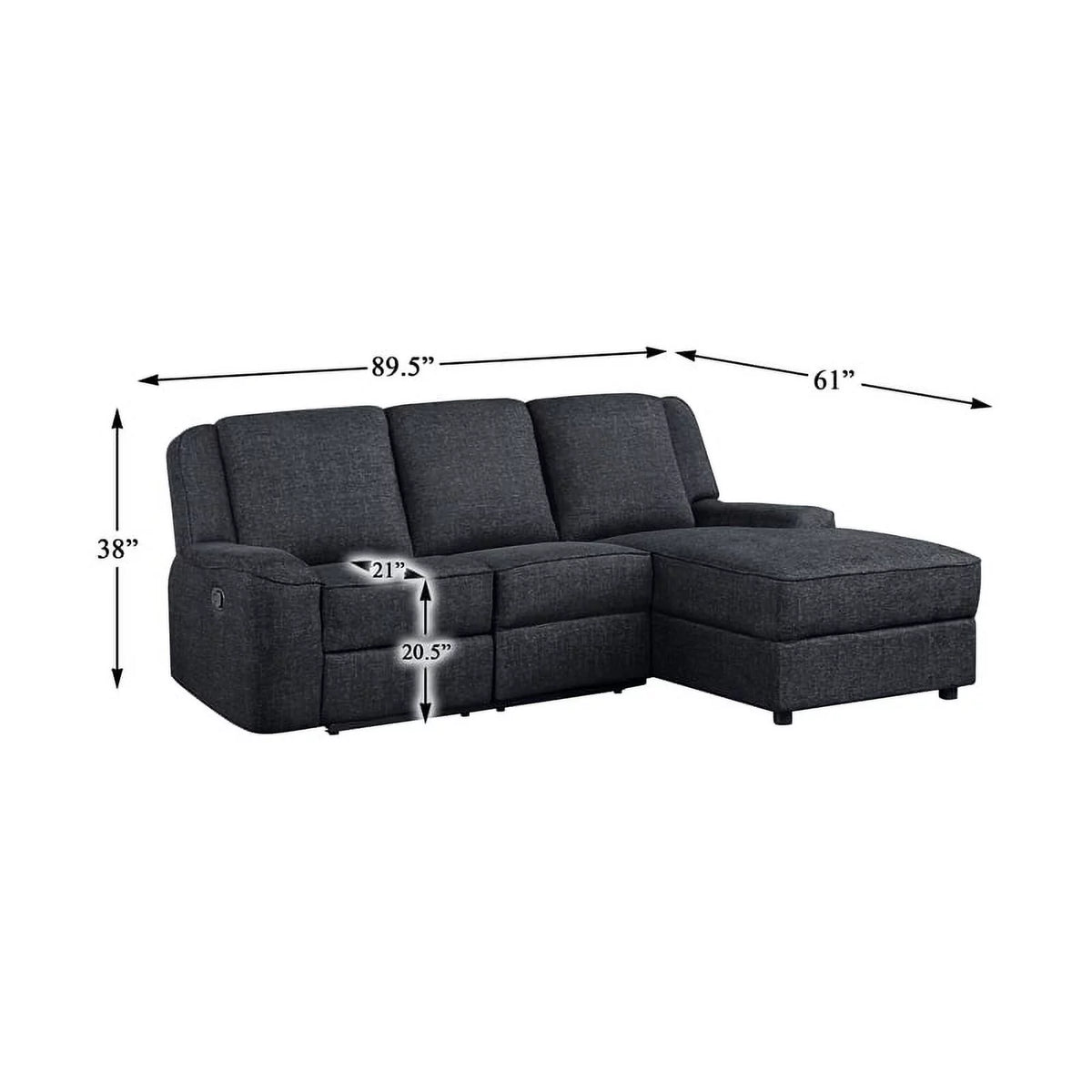 Chenille Reclining Sectional with Right Chaise Z3408