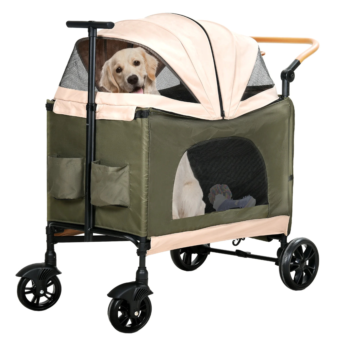 Foldable 4 Wheels Dog Stroller with Storage Basket L183