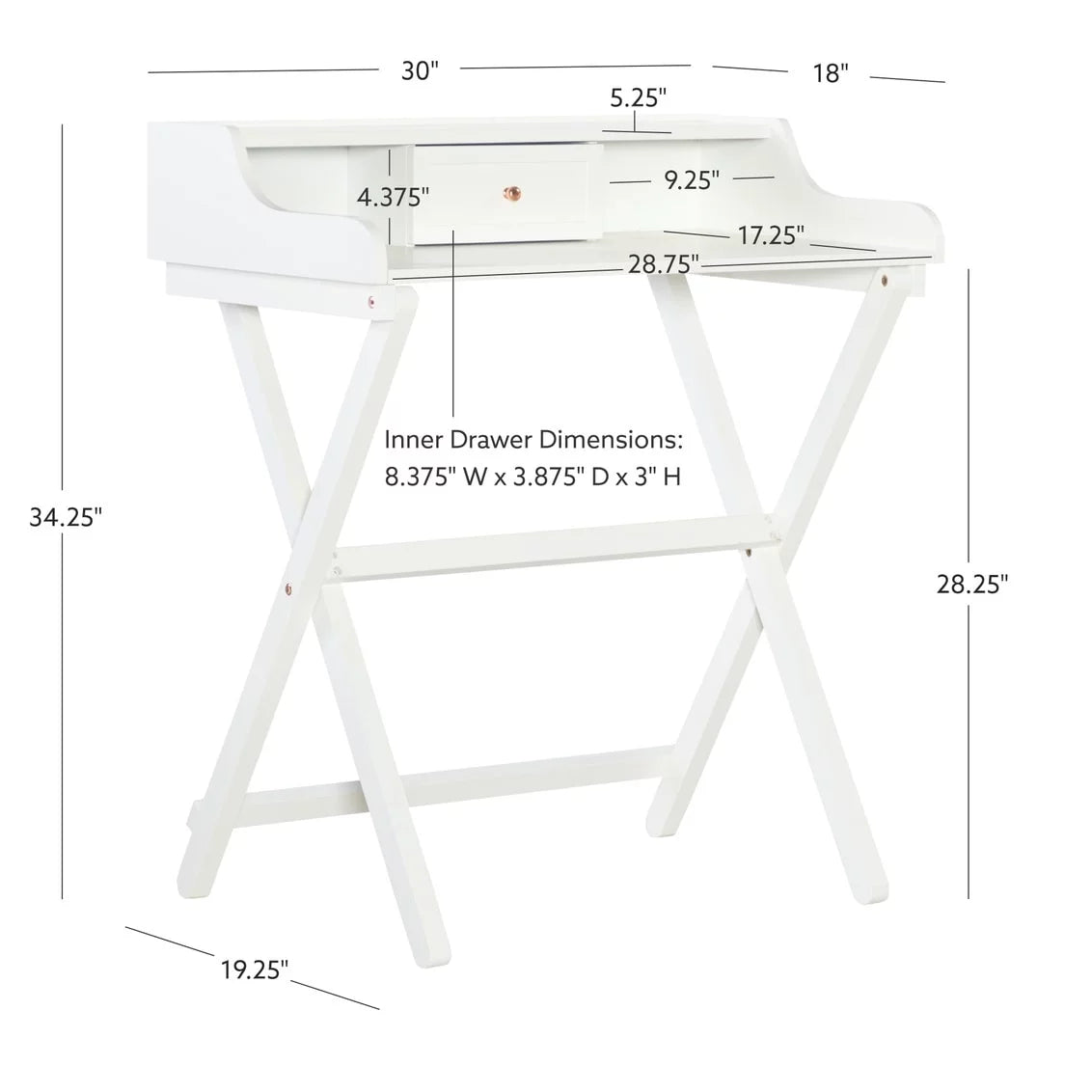 Solid Wood Folding Writing Desk Grey T499