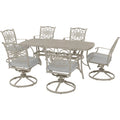 7-Piece Cushioned Swivel Rocker Patio Dining Set with Cast Aluminum Table Q3764