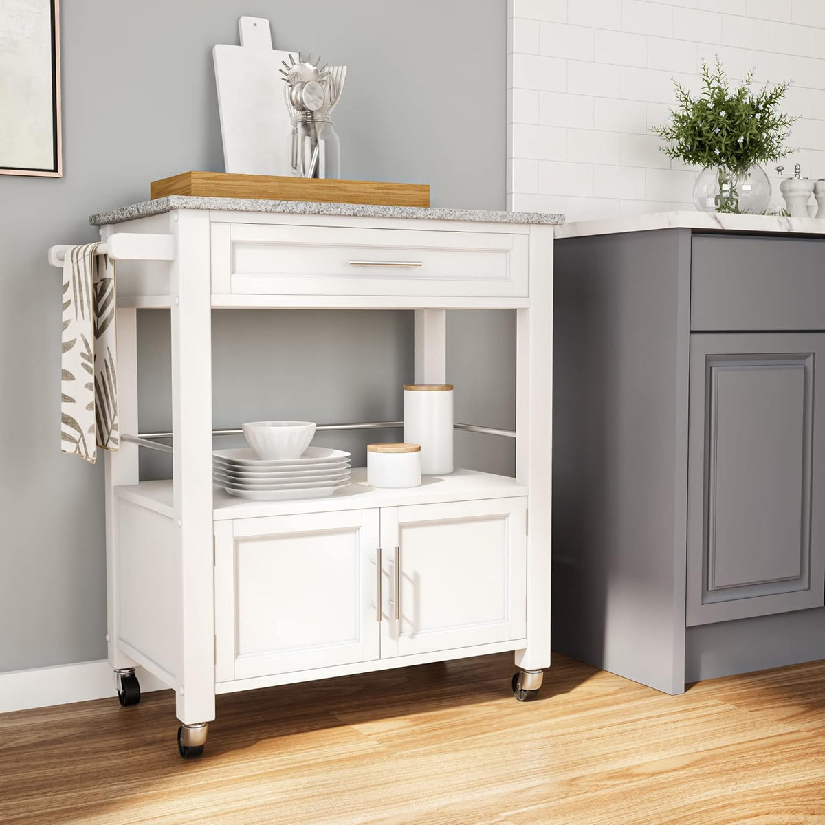White Kitchen Cart T9407
