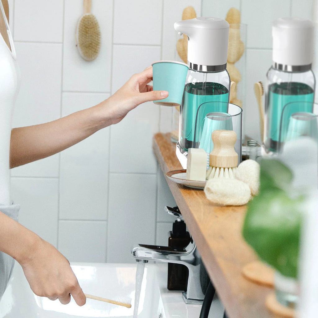 25oz Electric Mouthwash Dispenser with Cup Holder D124