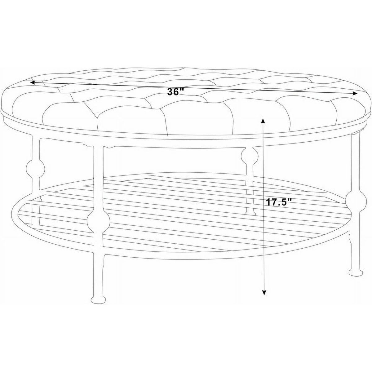 Blue Faux Leather Tufted Cocktail Ottoman G6090