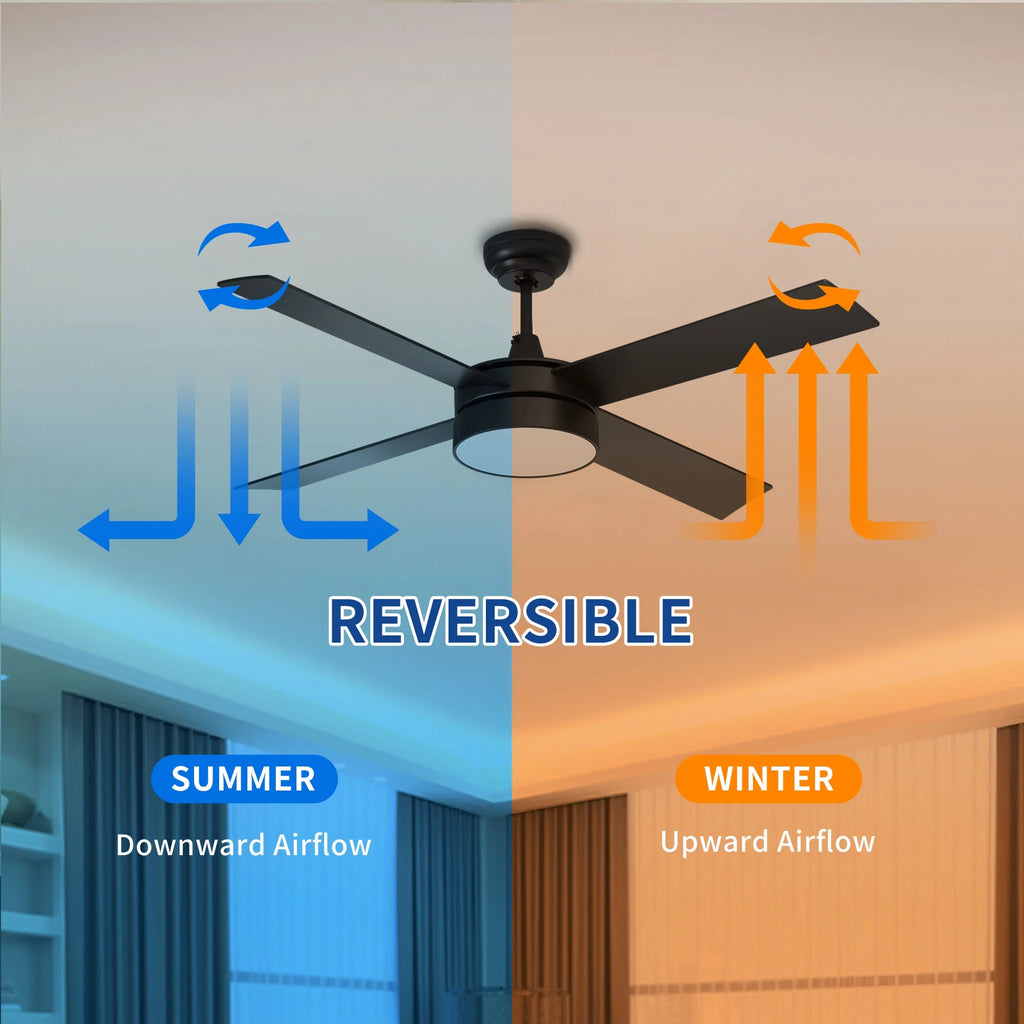 Black Ceiling Fan with Light and Remote O900