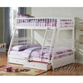White Twin & Full Size Bunk Bed with Drawer N1676
