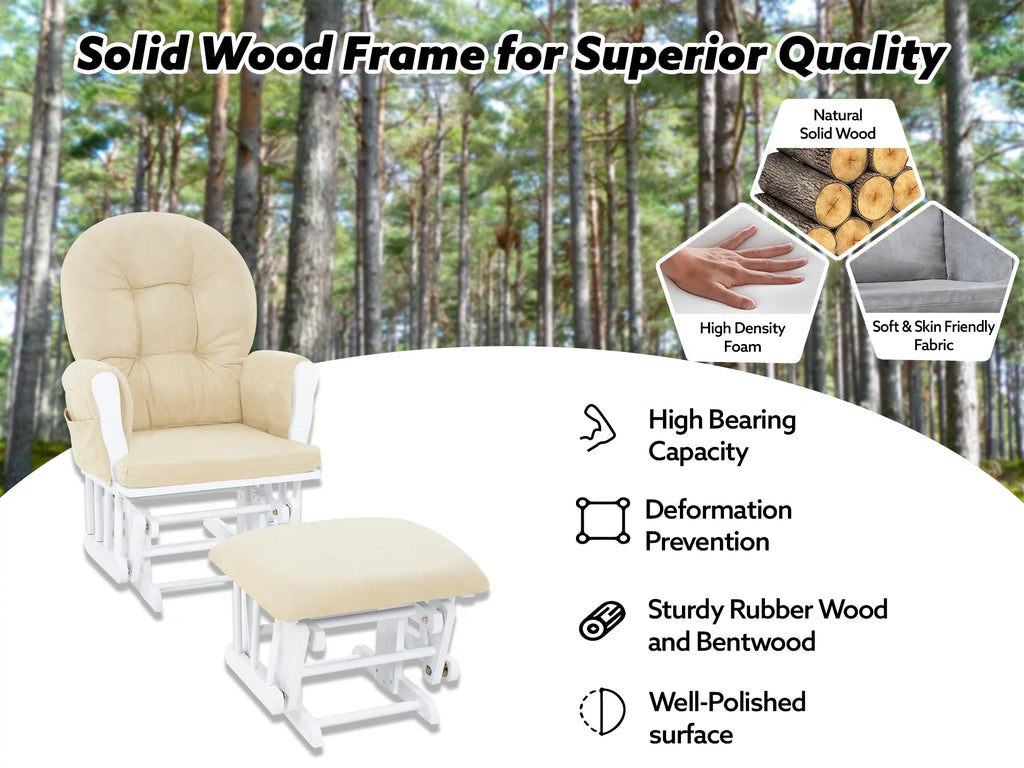 White Glider and Ottoman Set F34956