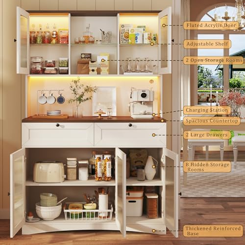 White Kitchen Pantry Cabinet with Acrylic Doors E37989
