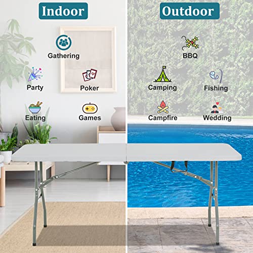 6FT Heavy Duty Folding Table with Handle & Lock X3535