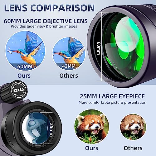 40X60 High Power Monocular with Phone Adapter Tripod Hand Strap N31419
