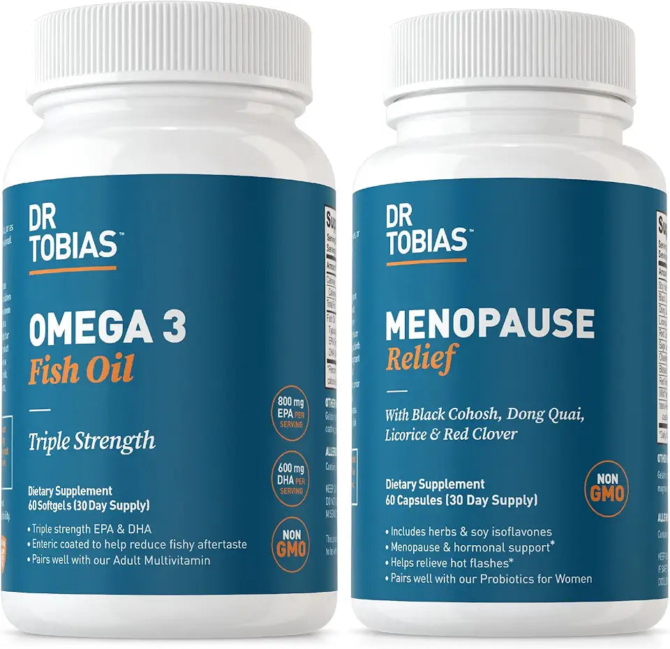 Omega 3 Fish Oil & Menopause Relief Supplements 60 Capsules T349