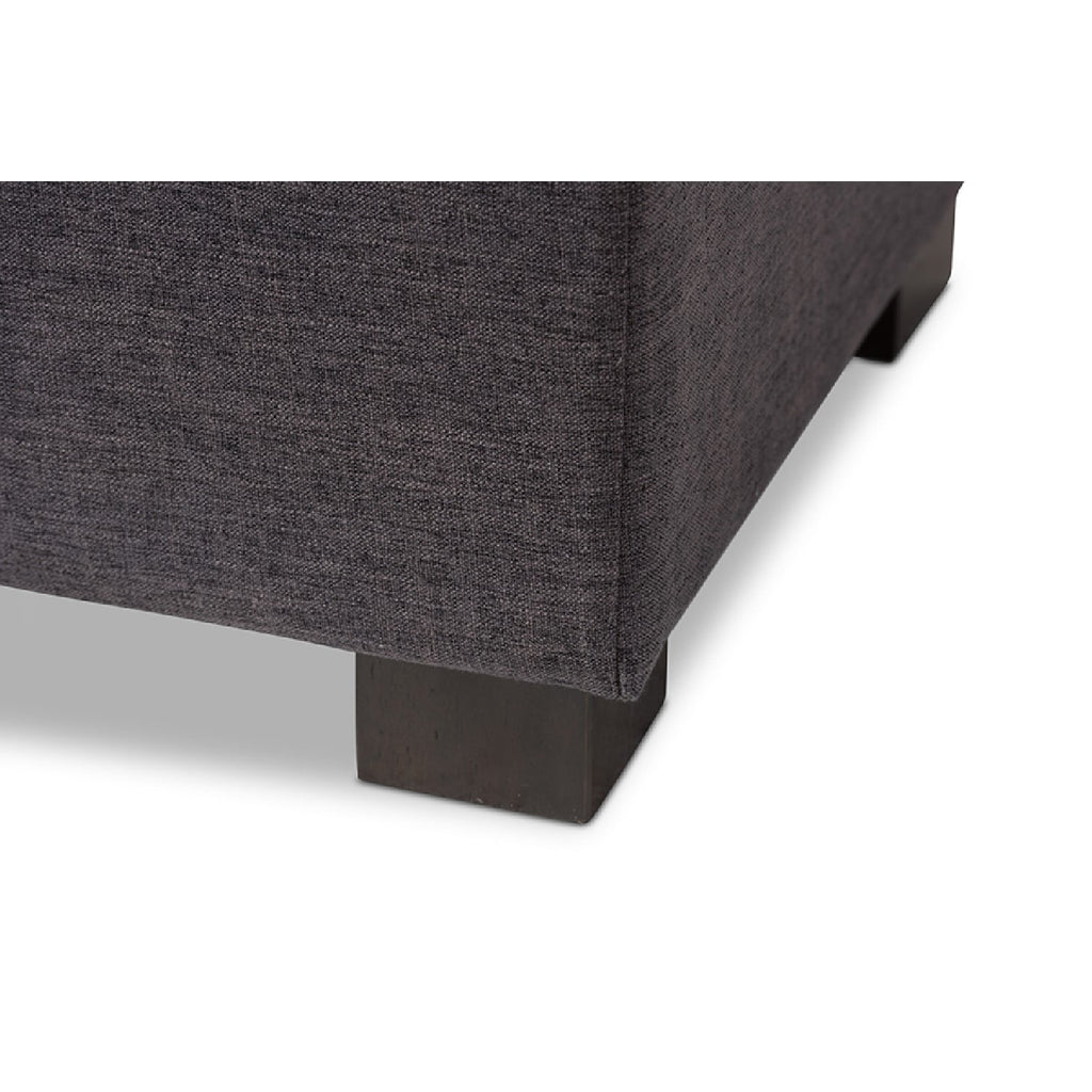 Dark Grey Fabric Storage Ottoman Bench N44526