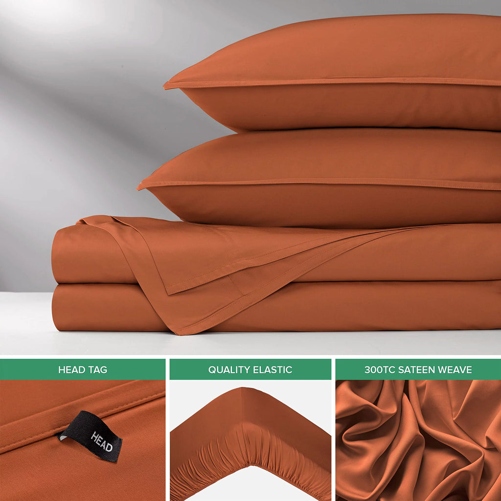 Queen Size 4 Piece Bamboo Bed Sheets Set I702542