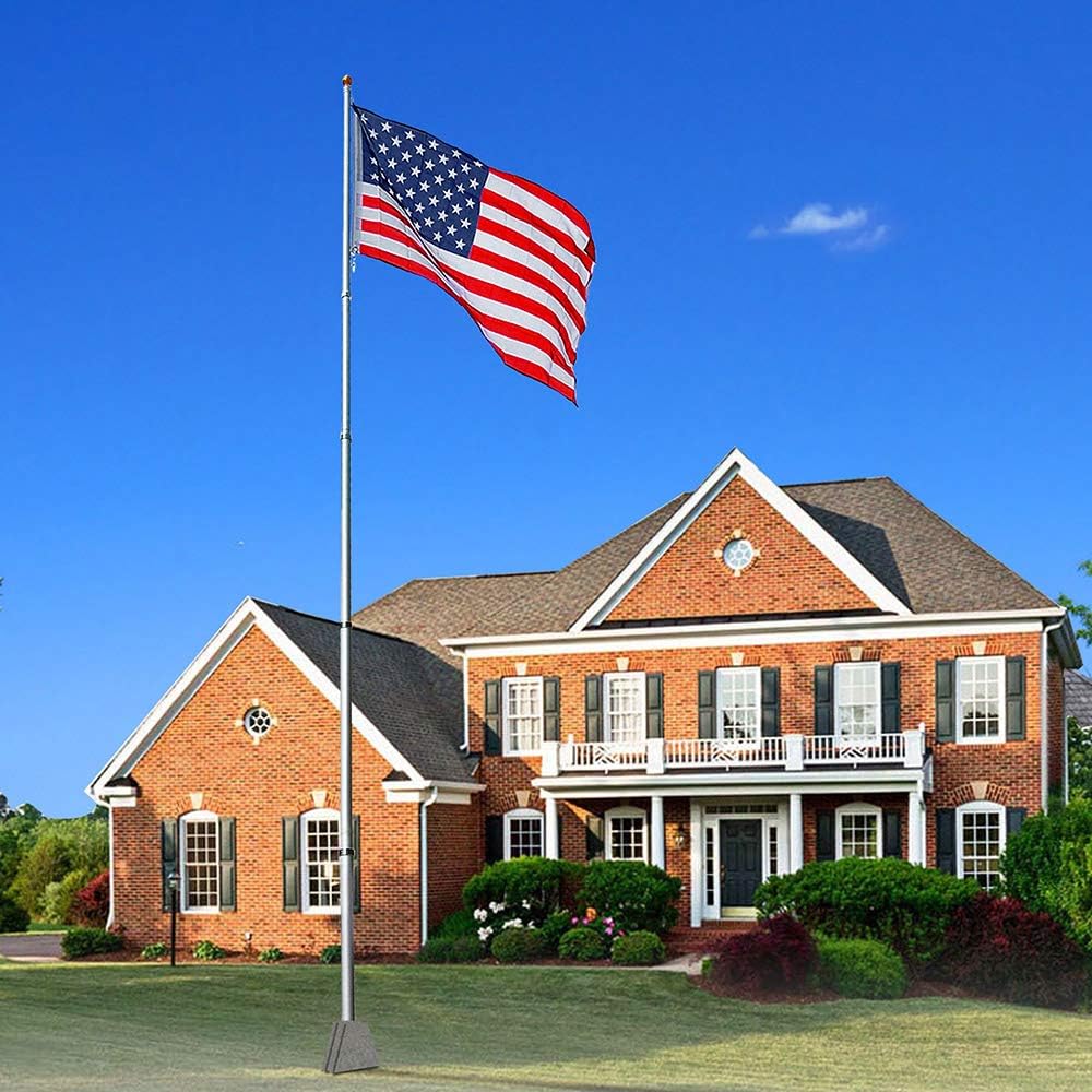 20FT Telescoping Aluminum Flagpole Kit with Tire Mount Base D851