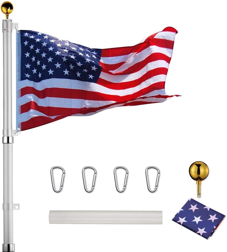 20FT Telescoping Aluminum Flagpole Kit with Tire Mount Base D851