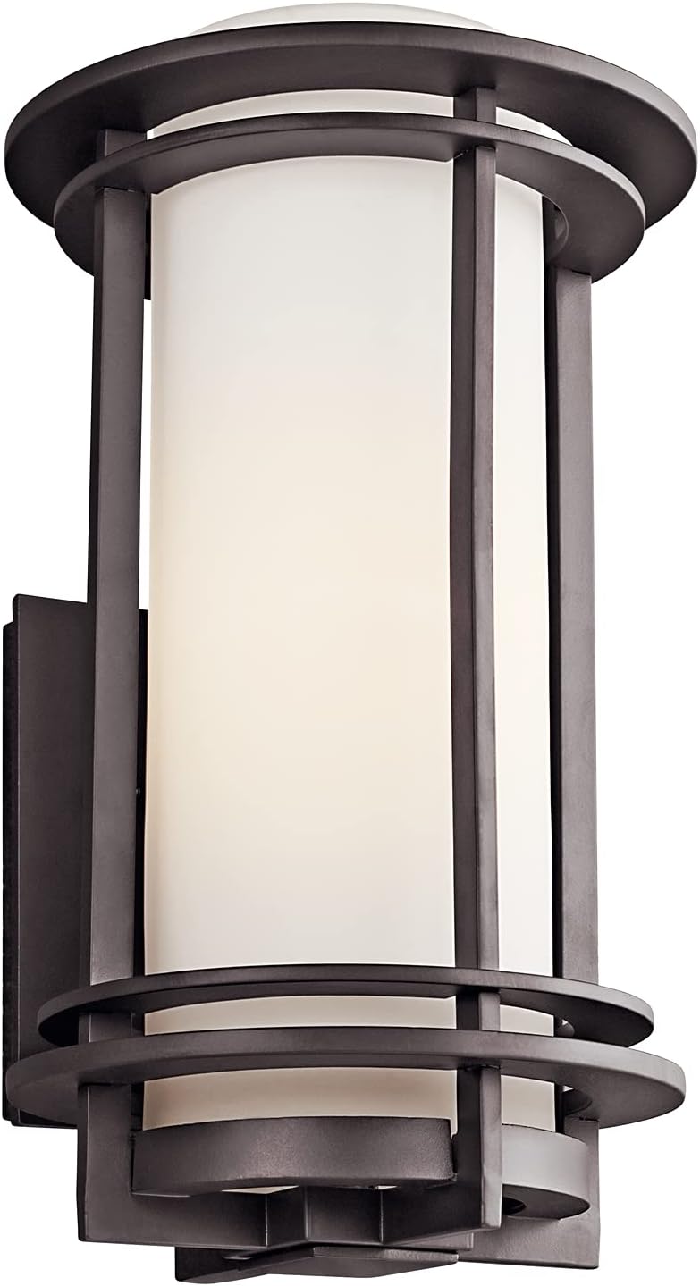 1 Light Outdoor Wall Light with Satin Etched Opal Glass in Architectural Bronze E83809