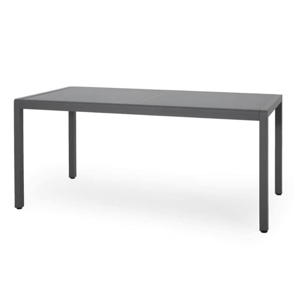 Gray Tempered Glass Top Aluminum Dining Table E842868