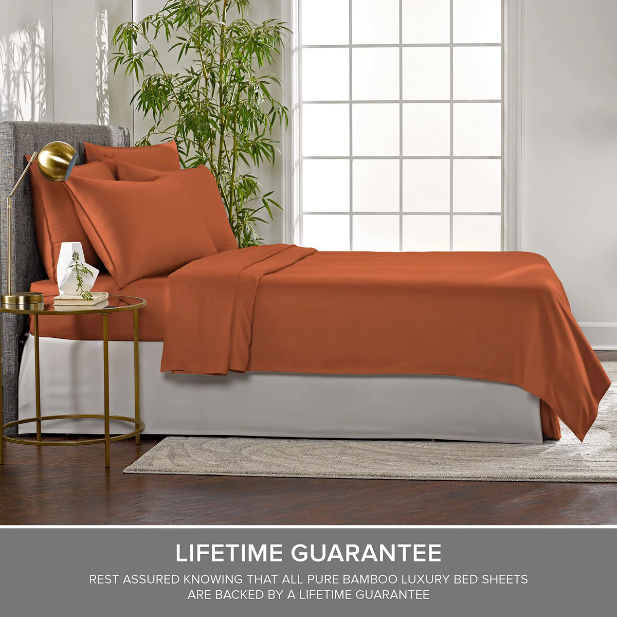 Queen Size 4 Piece Bamboo Bed Sheets Set I702542