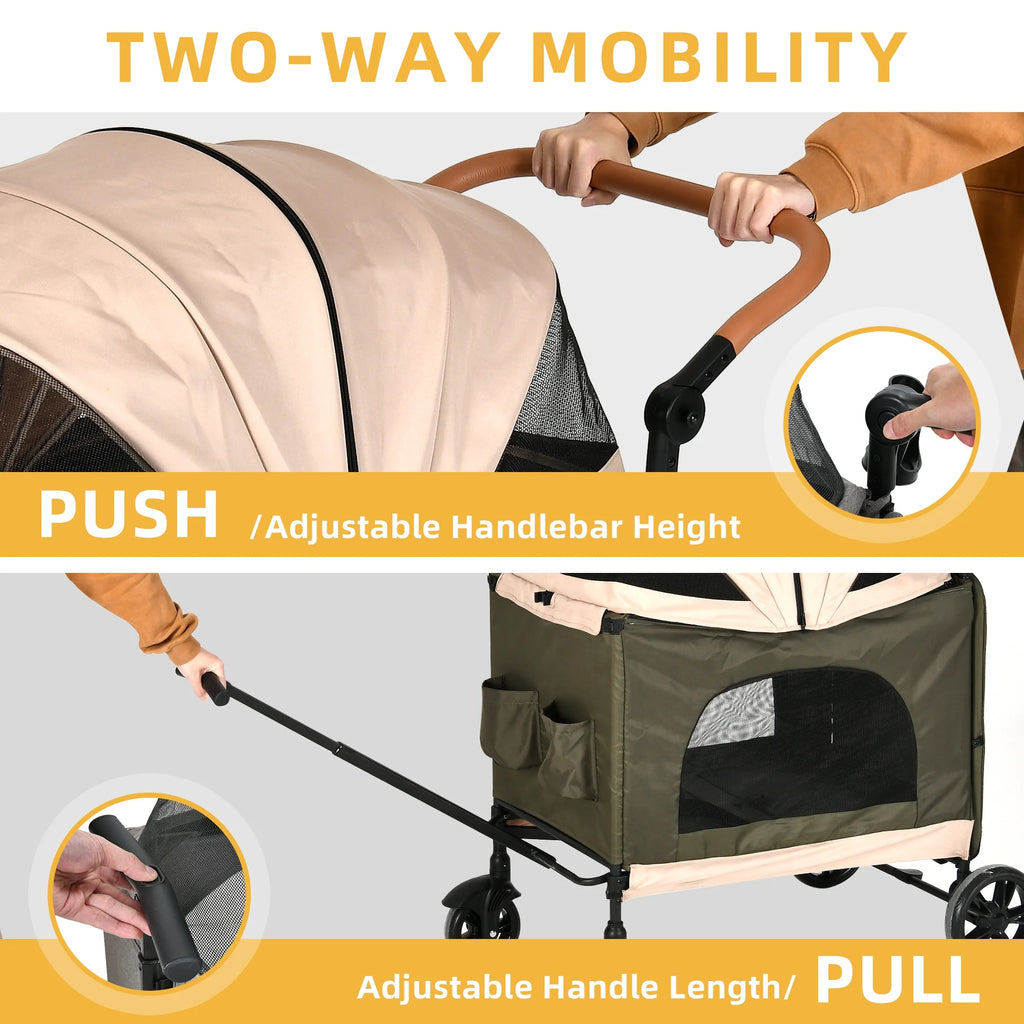 Foldable 4 Wheels Dog Stroller with Storage Basket L183
