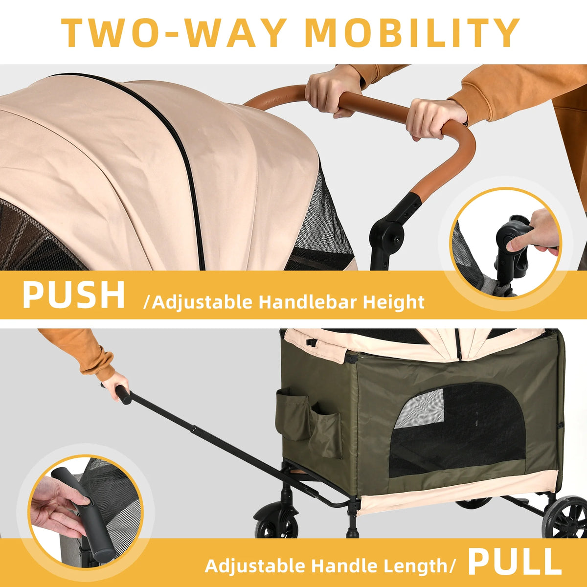 Foldable 4 Wheels Dog Stroller with Storage Basket L183