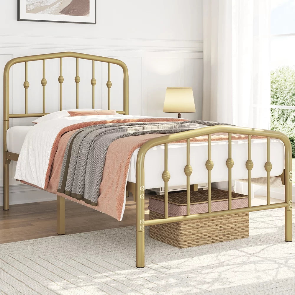 Queen Black Metal Platform Bed with Arched Headboard X7266
