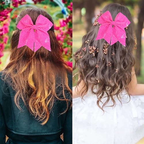 7 Inch Sequin Red Hair Bow Clips J4728