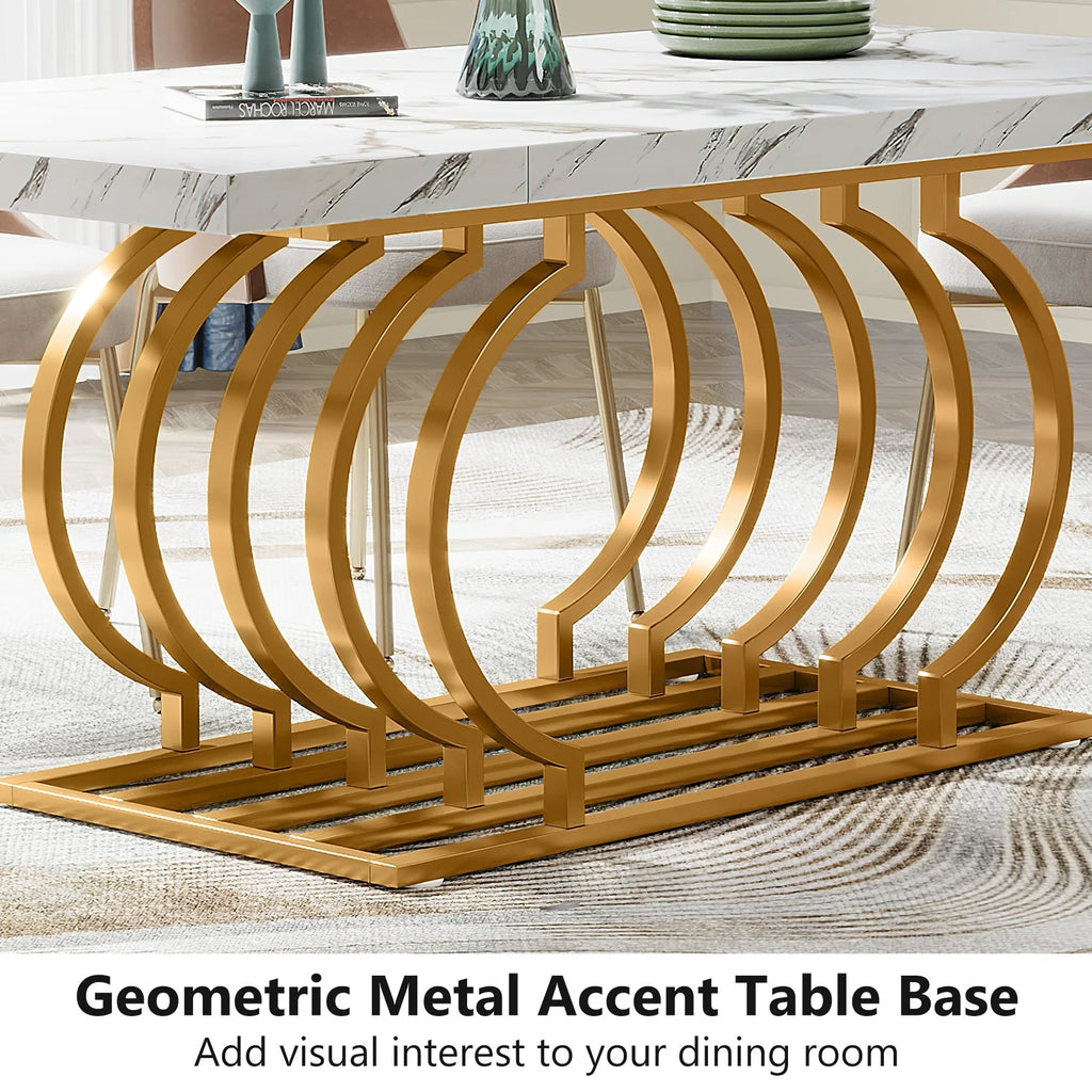 63" Faux Marble Wood Dining Table O86594