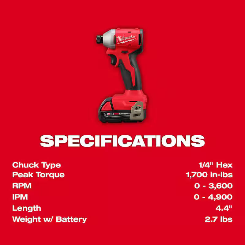 18-Volt Lithium-Ion Brushless Cordless 1/4 in. Impact Driver Kit with Wet/Dry Vacuum D21919